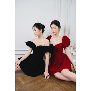DEELUCID - SARAH DRESS (Váy Nhung Velvet cao cấp corset hoa)