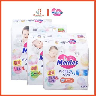 Bỉm dán cho bé Merries đủ size, tã dán nội địa Nhật cao cấp cho trẻ - Monnie Kids