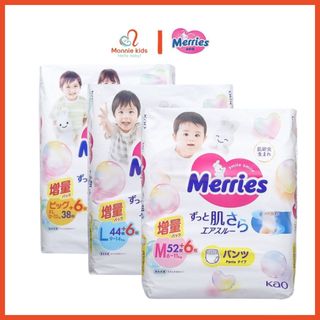 Bỉm quần cho bé Merries đủ size, tã quần nội địa Nhật thấm hút tốt cho trẻ - Monnie Kids