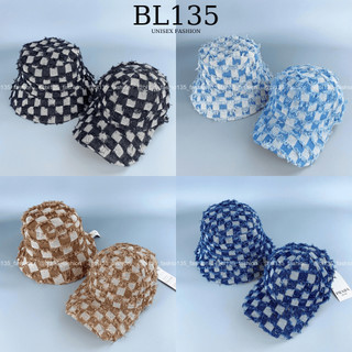 Nón bucket/mũ kết jean vá sọc caro trơn, mũ denim dày dặn tua rua rách set cặp đôi thời trang - BL135