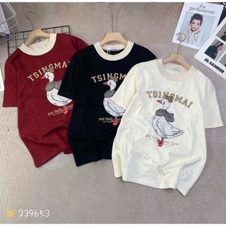 Áo Thun Cotton Kiểu Cổ Thun Gân Thiết Kế Logo In Hình Thời Trang - Nhím Xù Shop