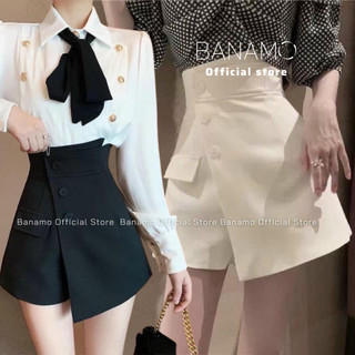 Quần short nữ quần sooc cạp cao 3 khuy túi vuông chất vải vitex ko bai xù thời trang nữ BANAMO 6311