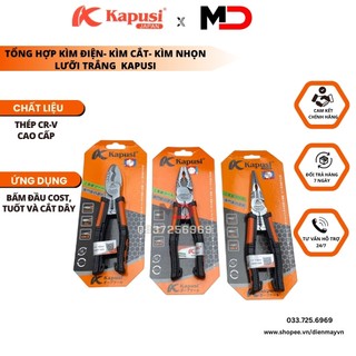 Tổng hợp Kìm điện- Kìm cắt- Kìm nhọn lưỡi trắng 8inch Kapusi, hàng chính hãng, Thép CR-V cao cấp, bền bỉ, hỗ trợ lực bấm