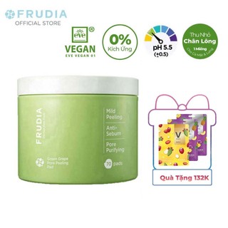 [Tặng 132k] Bông Tẩy Tế Bào Chết Kiểm Soát Lỗ Chân Lông Nho Xanh Frudia Green Grape Pore Peeling Pad 70 pcs
