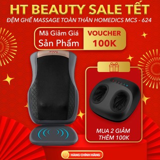 Đệm ghế massage Cổ Vai Gáy Toàn Thân công nghệ Shiatshu Pin Sạc HoMedics MCS 624 HT Beauty kèm nhiệt rung cao cấp