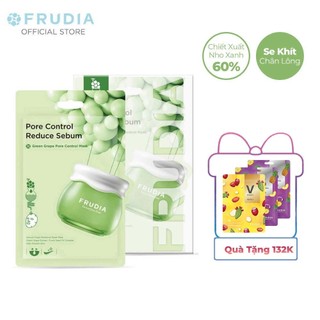 [Tặng 132k] 10 Miếng Mặt Nạ Se Khít Lỗ Chân Lông Nho Xanh Frudia Green Grape Pore Control Mask 20ml x 10pcs (new)