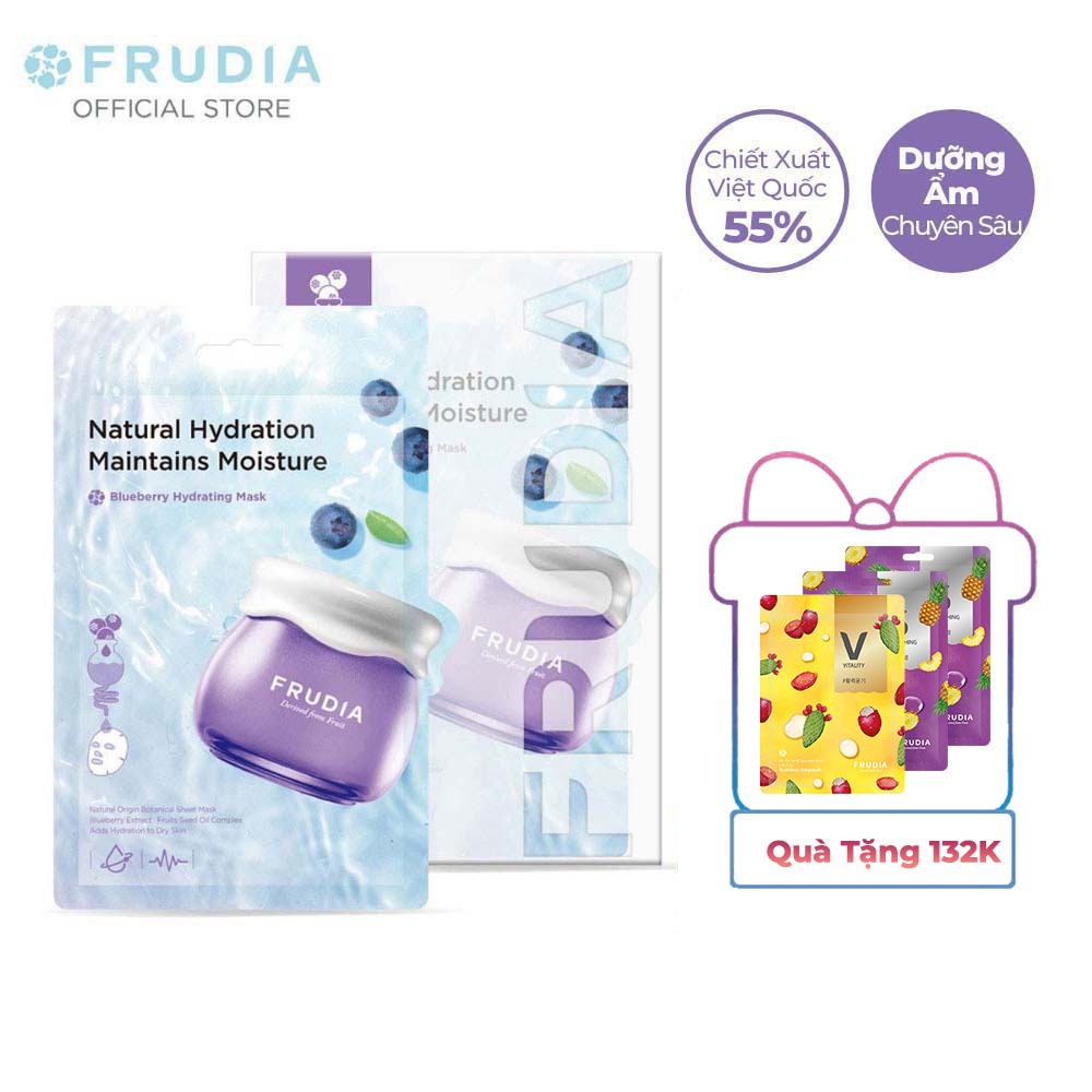 [Tặng 132k] 10 Miếng Mặt Nạ Dưỡng Ẩm Chiết Xuất Việt Quất Frudia Blueberry Hydrating Mask 20ml x 10pcs (new)