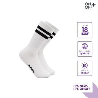 Tất thể thao cao cổ Genz Unisex ONOFF 2 sọc ngang sneaker - 15AR23A115