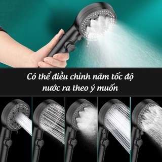 Vòi Sen Tăng Áp 5 Chế Độ, Tiết Kiệm Nước Màu Đen Sang Trọng, Tia Nước Nhỏ Áp Lực Cao - slc.vn