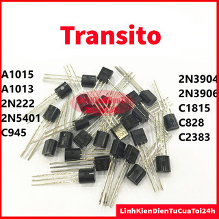 Ói 10 con transistor chân cắm to-92 các mã: a1015, c1815, 2n3904, 2n3906, c945, c828, a1013, c2383, 2n2222, 2n5401