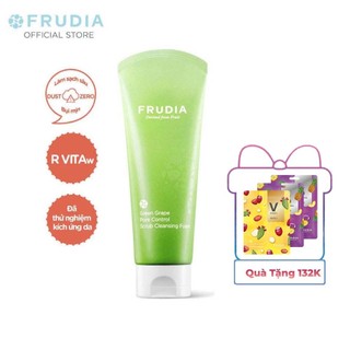 [Tặng 132k]Sữa Rửa Mặt Kiểm Soát Lỗ Chân Lông Nho Xanh Frudia Green Grape Pore Control Scrub Cleansing Foam 145ml