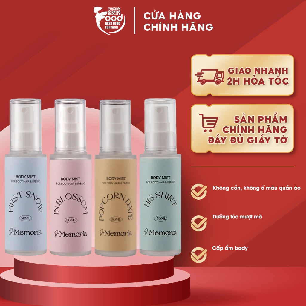 Nước Hoa Dạng Xịt Không Cồn De Memoria Body Mist 50ml