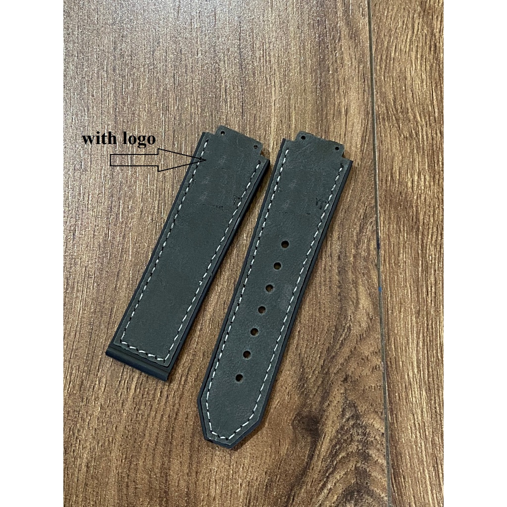 Dây da lộn xám đồng hồ Hublot size 15-23-20mm
