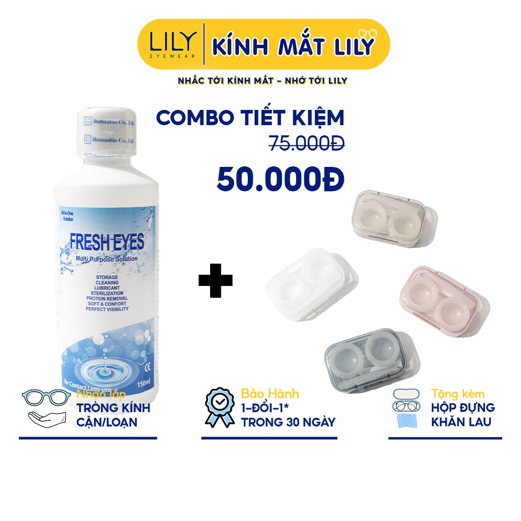 COMBO TIẾT KIỆM - Nước ngâm áp tròng và hộp đựng lens LILYEYEWEAR