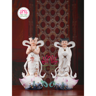 Tiên Đồng - Ngọc Nữ bằng gốm cao cấp họa tiết sắc nét cao 30cm