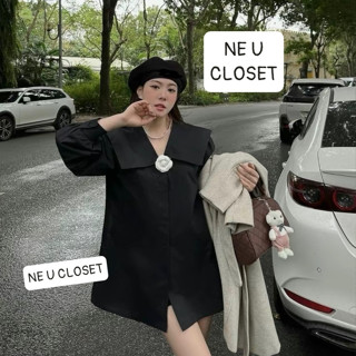   VÁY THIẾT KẾ  Áo váy sơ mi dáng babydoll suông áo váy suông kèm hoa trà đầm sơ mi áo sơ mi váy sơ mi sang chảnh,sẵ.... 