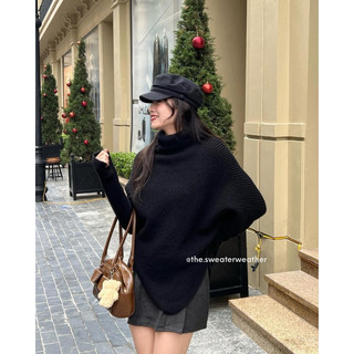 Áo len nữ form rộng cổ lọ dáng dài vạt nhọn kiểu dáng ulzzang trơn basic hàn quốc