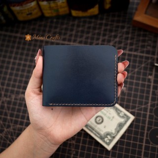 Ví gấp nam xanh navy da bò