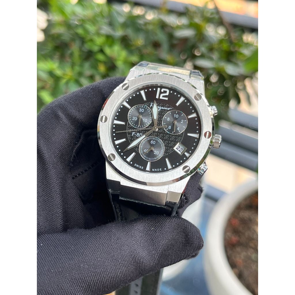 Đồng Hồ Nam Salvatore Ferragamo F80 Chronograph Dây Màu Đen - Size 40mm