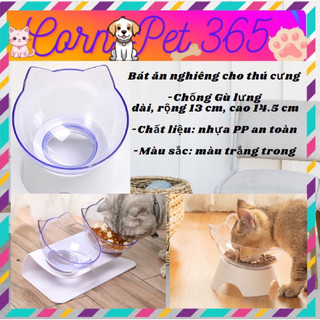 Bát ăn cho chó mèo bát nhựa nghiêng đơn - chén đựng thức ăn chống gù thú cưng nghiêng 15 độ