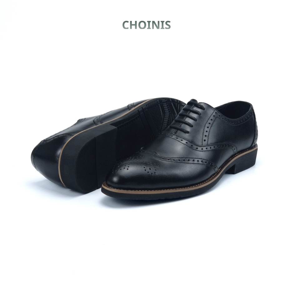 Giày tây oxfords buộc dây da bò thử lửa đế 2 lớp thanh lịch CHOINIS khâu đế chắc chắn size 38 đến 44