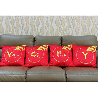 Set 4 Vỏ gối sofa Vạn Sự Như Ý 45x45cm