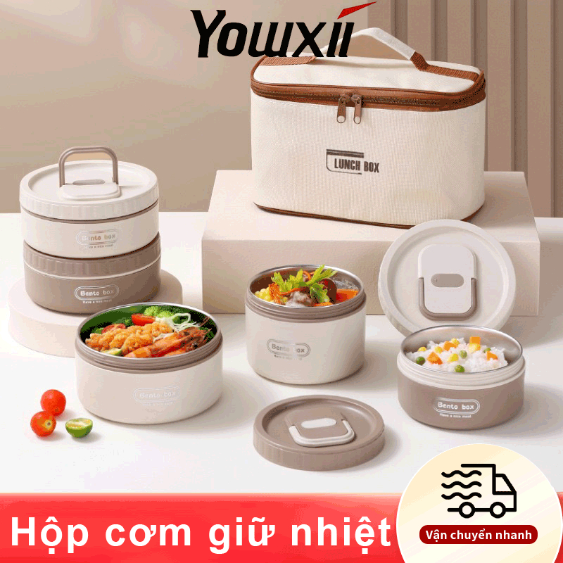 YOWXII Hộp Cơm Giữ Nhiệt Hộp Đựng Cơm Trưa Văn Phòng Inox 304 Cao Cấp Quay Lò Vi Sóng, Chống Tràn Hiệu Quả