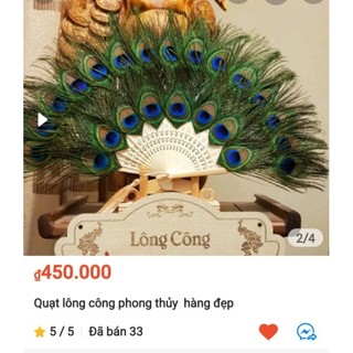 Quạt lông công phong thủy hàng đẹp xòe ngang khoảng 50cm