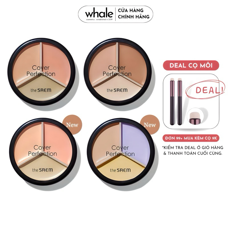  Triệt Sắc Che Khuyết Điểm THE SAEM Cover Perfection Triple Pot Concealer