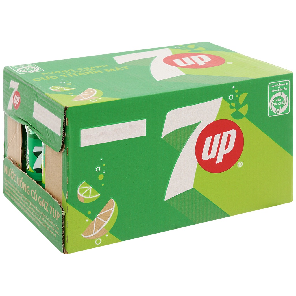 Thùng Nước Ngọt Có Gaz 7Up Lon Xanh (320ml/lon) - Pha chế Bách Phúc Đà Nẵng