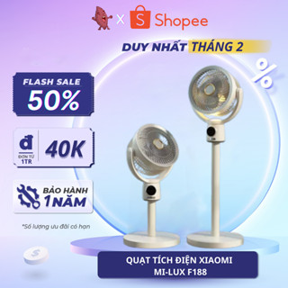 Quạt Tích Điện Xiaomi Mi-lux F188 Đối Lưu Không Khí Thế Hệ Mới, Pin 8000mAh, 4 Cấp Độ Gió, Tích Hợp Đèn Ngủ