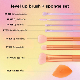 Bộ 7 cây cọ kèm mút RT Real Techniques Level Up Brush + Sponge Set mã loại 0089