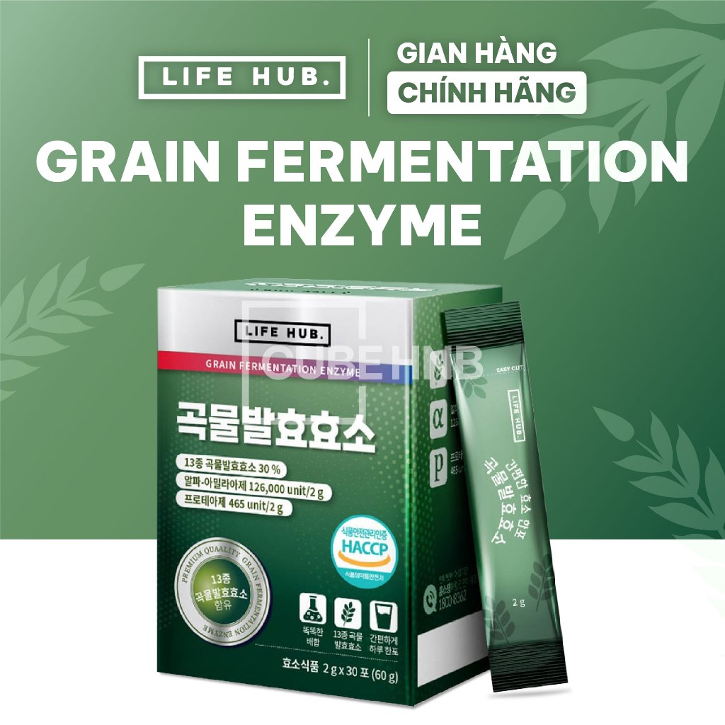 Hộp 30 gói ngũ cốc Enzyme lên men LIFE HUB nhập khẩu chính hãng Hàn Quốc chứa 13 loại ngũ cốc hỗ trợ giảm cân