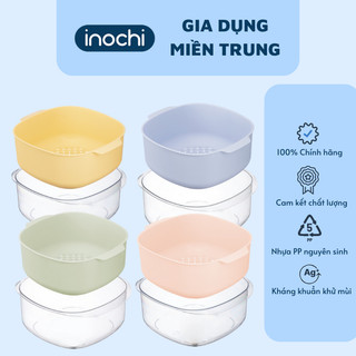 Bộ thau rổ vuông Yoko tiêu chuẩn Nhật Bản tiện lợi, bền, đẹp chính hãng Inochi