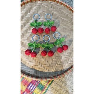 [Len handmade] Móc khóa quả cherry bằng len