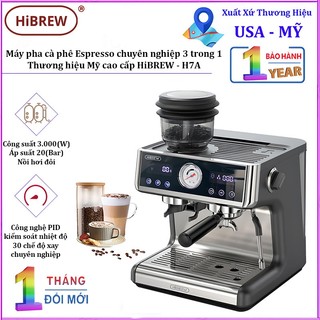 Máy pha cà phê Espresso chuyên nghiệp 3 trong 1, thương hiệu Mỹ cao cấp HiBREW H7A