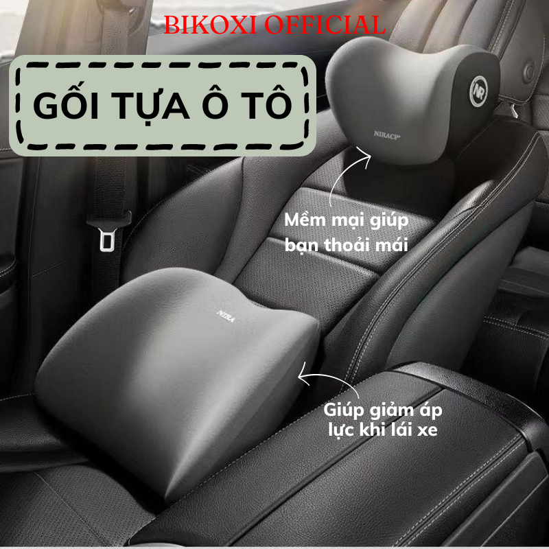 Gối Tựa Đầu Và Lưng BIKOXI Mềm Mại Cho Xe Hơi Êm Mềm,Giúp Lái Xe Thỏa Mái, Thư Giãn, Tập Trung Hơn Gối Tựa Đầu | BigBuy360 - bigbuy360.vn