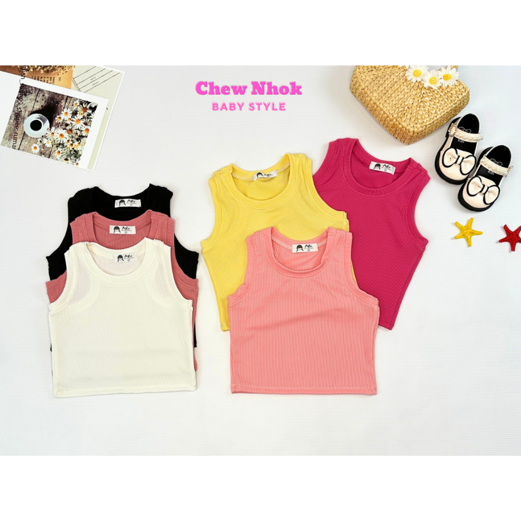 Áo croptop cho bé gái ba lỗ cổ tròn thun tăm trơn cho bé gái 8 - 28kg
