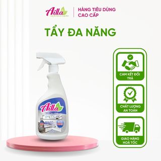 Tẩy Đa Năng Ailla Chai 500Ml, Không Mùi, Kháng Khuẩn, Loại Bỏ Vết Dầu Mỡ Trên Bếp Dễ Dàng, Không Gây Bong Tróc Da Tay