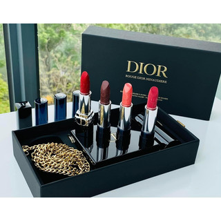 Set son Dior cao cấp sử dụng như túi trang sức với 4 thỏi son fullsize