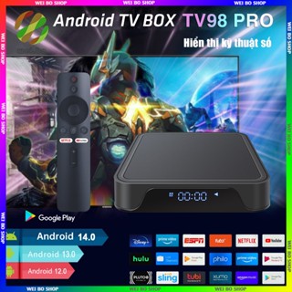 TV98 Pro 4K Android TV Box Hỗ Trợ Kiểm Soát Giọng Nói Việt Wifi 4G Bluetooth Băng Tần Kép Tivi Box 300+ Kênh Miễn Phí