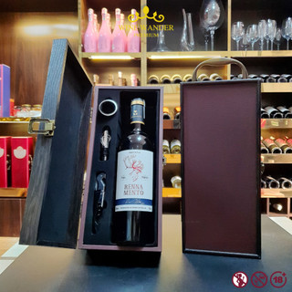 Hộp quà tặng Hồng Thịnh 2 - Hộp da sơn mài kèm rượu vang Ý Renna Mento Primitivo