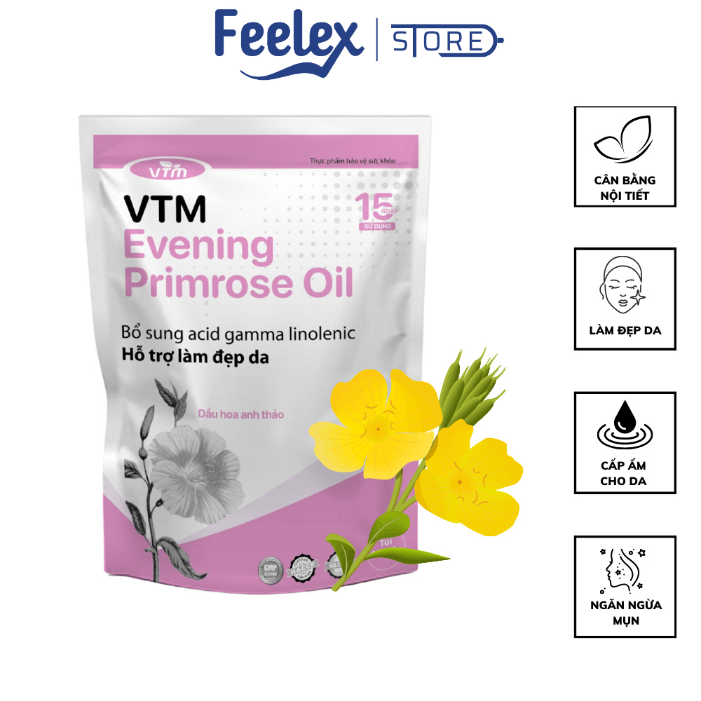 Viên uống VTM bổ sung vitamin C, collagen, biotin, glutathione, kẽm, hoa anh thảo hỗ trợ làm đẹp, cân bằng nội tiết tố