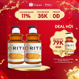 Bộ dầu gội, dầu xả ngăn rụng tóc ORITI, Thảo mộc lá Neem kích mọc tóc, dưỡng tóc suôn mượt MEE NATURAL
