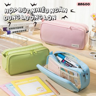  Hộp bút vải canvas ANGOO túi bút double pen case bóp viết nhiều ngăn đa năng sức chứa siêu khủng hb01 
