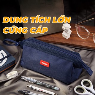 Hộp bút vải canvas Angoo túi bút double pen case bóp viết phong cách nhật bản 5 màu 