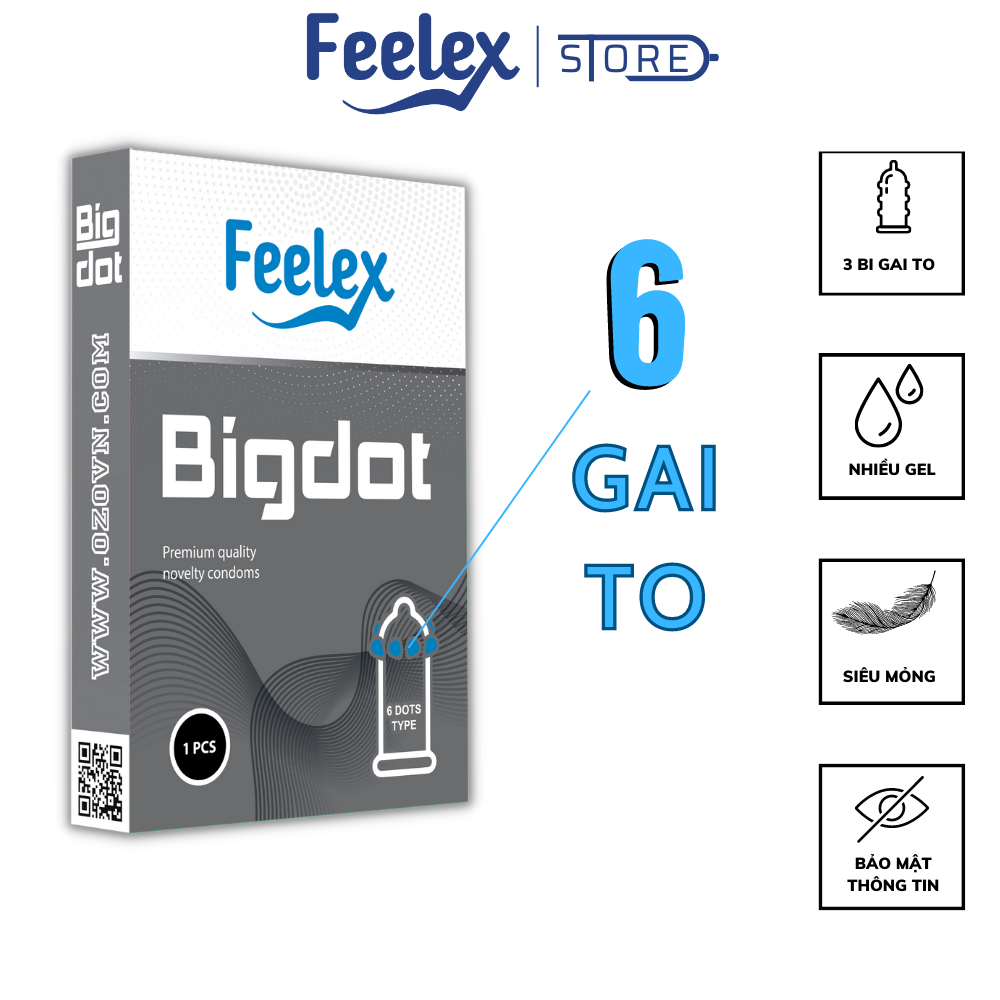 Bao cao su Feelex Bigdot Gân Gai Có Bi nhiều gel bôi trơn