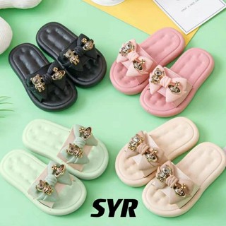 Dép lê nơ đính gấu vàng,dép cao su mềm dẻo,êm chân