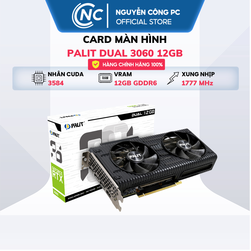 Card Màn Hình Palit Dual RTX 3060 12G - Bảo hành chính hãng 36 Tháng