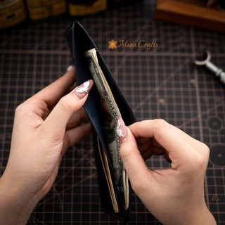 VÍ GẤP NAM XANH NAVY DA BÒ